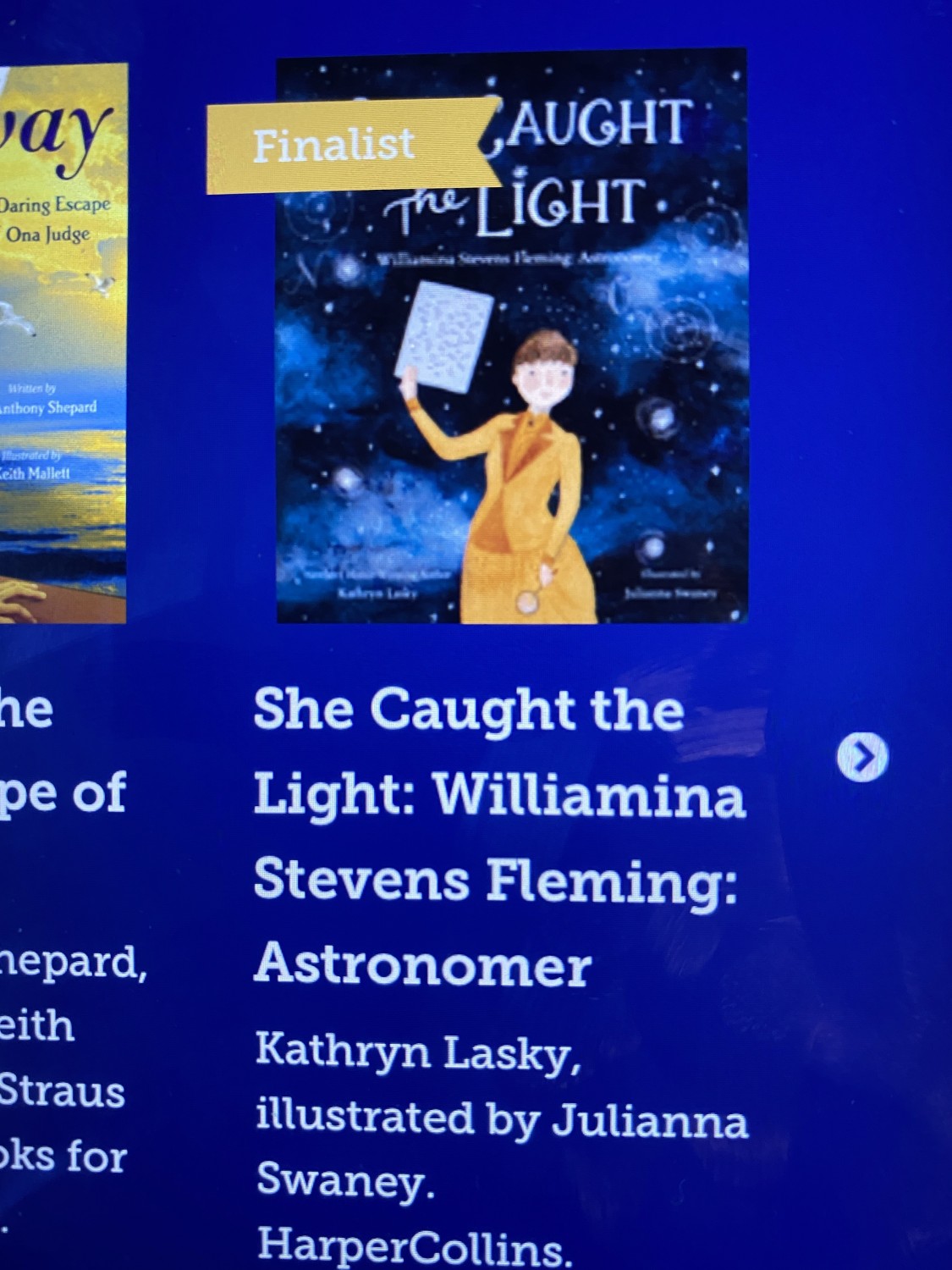 She Caught the Light is a finalist